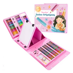 Set 208 piese pentru pictura, pentru copii sau adulti, pixuri de colorat, creioane colorate si vopsele de pictura, cu cutie de depozitare, model AVX-WT-KIDDO-03