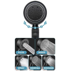 Set 3 elemente pentru dus, para de dus moderna + furtun flexibil + suport pentru perete, culoare Neagra
