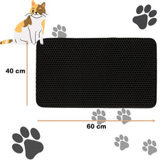 Covoras impermeabil pentru litiera pisici, dimensiune 40 x 60 cm, dublu strat, culoare Neagra