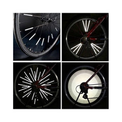 Set 12 ornamente din material reflectorizant pentru spite bicicleta, culoare gri - argintiu