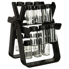Organizator de condimente cu 18 containere cu suport rotativ pentru bucatarie, culoare neagra